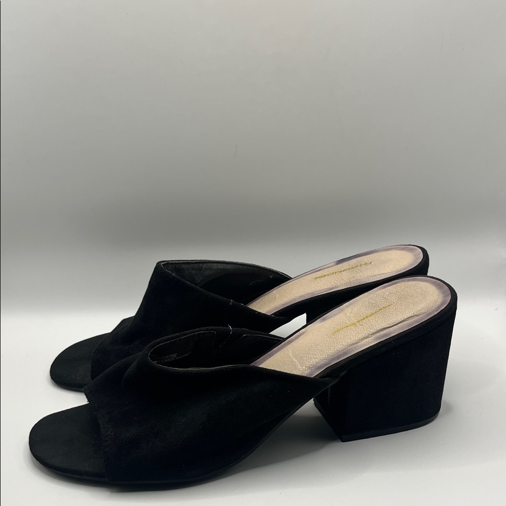 MAURICES Black Suede Open Toe Mules Size 9